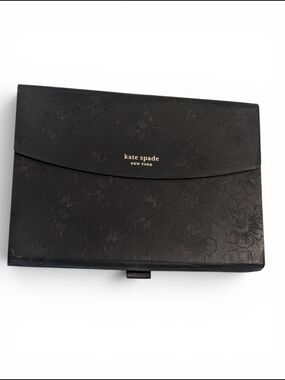 kate spade Black Floral Embossed Tablet Sleeve with Gold Logo